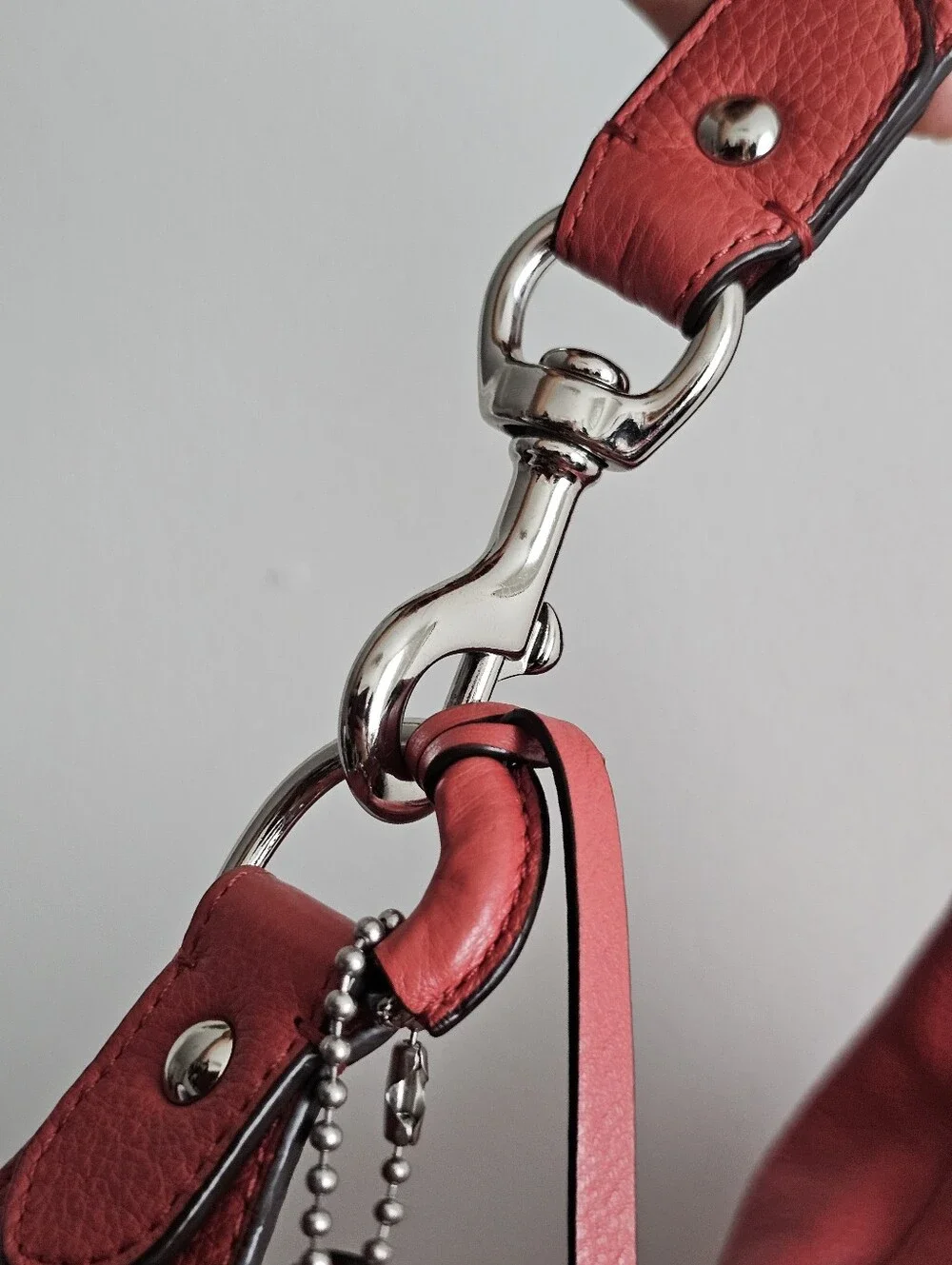 Coach Avery F23960 Coral Pebbled Leather Medium Hobo Shoulder Bag Tassel Hangtag